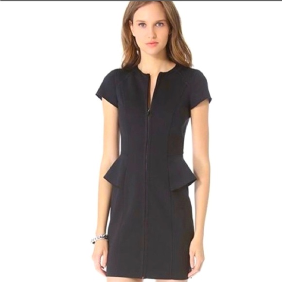 Theory Dresses & Skirts - THEORY Tenna Black Neoprene zip Front Dress Size 4